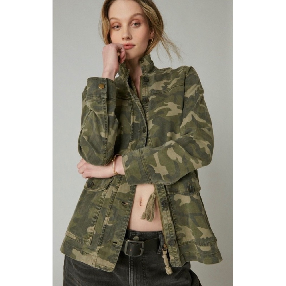Lucky Brand Womens Camo Utility Jacket Green Camouflage Field Coat size Medium